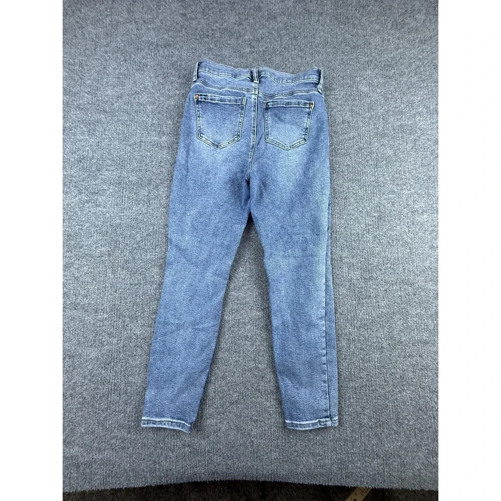 Fashion Nova Jeans Juniors 11/30‎ Medium Wash High Rise Skinny Distressed Denim